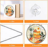 Hanging Stained Glass for Windows,20cm/7.87inch Desert Sunset Stained Glass Suncatcher with Chain Garden Diamond Glass Panel Hangings Decoration for Home Decor Gifts for Family Friends Colleagues