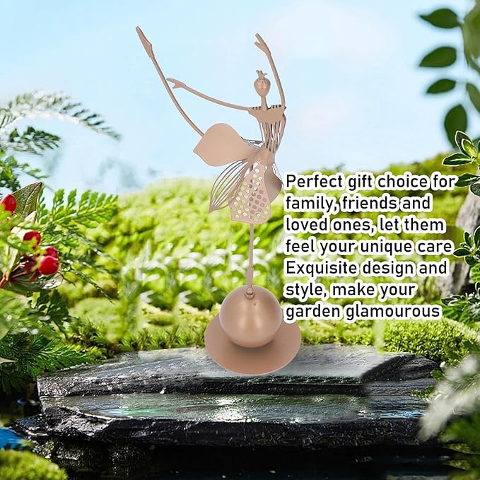 Garden Metal Decoration,Weatherproof Outdoor Metal Statue for Farmhouse Pathway Lawn Dancing Girl Statue Lifelike Waterproof Colorfast Rugged Garden Dancing Girl Decoration