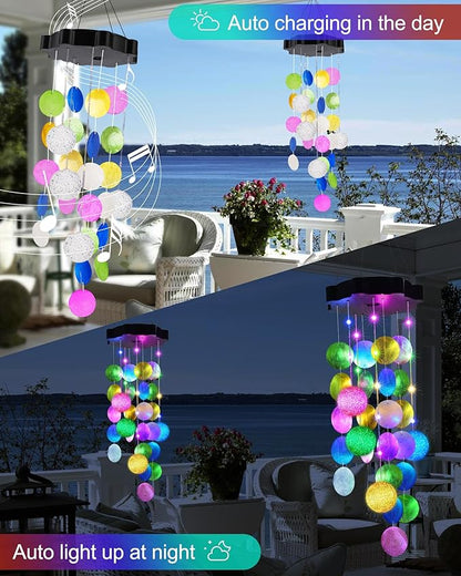 Toodour Solar Wind Chimes for Outside, Hanging Pastel Lights with 2 Modes, Shells Light Gifts for Mom Grandma Wife, LED Outside Decorative Mobile Lights for Garden Yard Patio Decorations(Pastel)