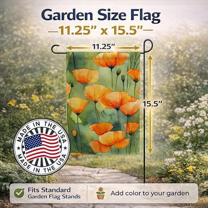 Caroline's Treasures California California Poppies in Watercolor Garden Flag Mailbox Flag Decorative Yard Flag Banner Outside Patio Artwork Yard Flower Beds, Garden Size, Multicolor