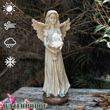 Angel Statue for Garden - 16.3 inches Guardian Solar Garden Statues with Solar Lights, Angel Figurines Gardening Gifts for Mom Grandma Lawn Outdoor Ornaments Figurines for Outdoor Decor