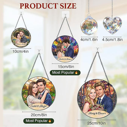 Personalized Stained Glass Windows Hanging, Her Him Picture Suncatcher Ornament, Custom Photo Gift, Birthday Wedding Boyfriend Girlfriend Couples Gifts
