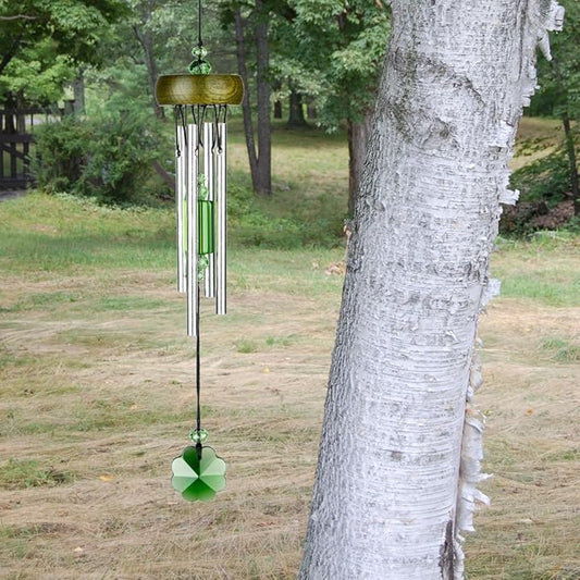 Woodstock Chimes Signature Collection, Gem Drop Chime, 10'' Shamrock Décor Designs - Small Chimes Wind Chimes for Outdoor, Patio, Home or Garden Décor (GEMSH)