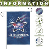 Fourth of July Patriotic Garden Flag Let Freedom Ring Yard Flags Independence Day Double Sided American Star Fireworks House Banner for Porch Patio Memorial July 4th Home Decor 12 x18 Inch