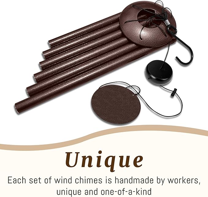 Wind Chimes for Outside with Classic Sound, Coolest Aluminium Metal Windchimes Outdoors with Pine Wood Striker, Unique Gift for Mom, Garden Decoration(32" Brown)