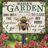 Custom Garden Signs Personalized Metal Tin Sign for Women, Retro Funny Bee Metal Sign for Outdoor, Patio, Yard Rustic Home Decor Gift for Mothers Day, Grandmas, and Gardening Lovers