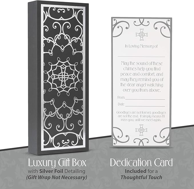Memorial Wind Chimes with Celtic Angel & Heart - Goodbyes are Not Forever - Sympathy Gift for Loss of a Loved One