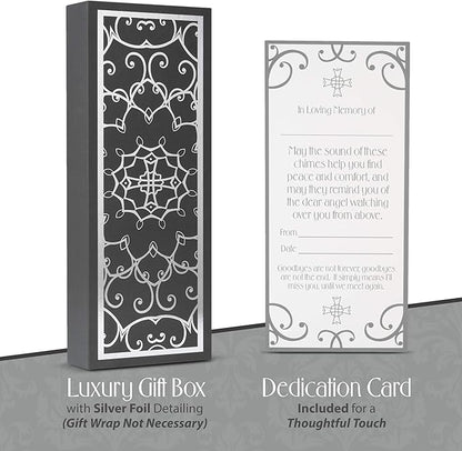 Memorial Wind Chimes with Celtic Angel & Heart - Goodbyes are Not Forever - Sympathy Gift for Loss of a Loved One