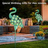Homeimpro Flamingo Gifts Solar Garden Lights for Mom, Outdoor Yard Decorations Garden Decor for Outside Lawn Ornaments Yard Art Birthday Women Men (Robin Egg Blue, 1Pack)