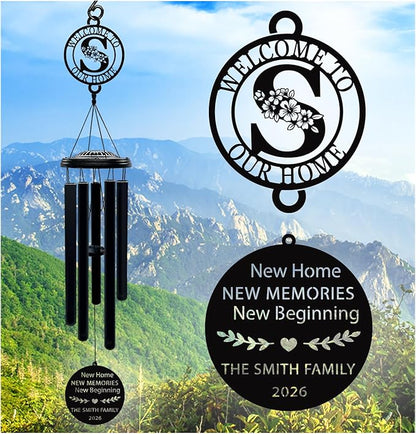 Personalized Housewarming Wind Chimes New Home Gift Custom House Warming Gifts for New Apartment Couple Outdoor Hanging Home Decor Decoration