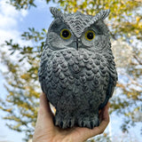 2 Pack Realistic Owl Statues for Indoor & Outdoor Decoration, Effective Birds Deterrent for Garden, Patio, Yard, and Home Decor, Suitable for Spring Decor (Brown & Gray)