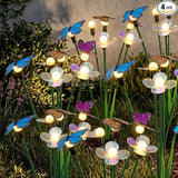 Hoikwo Solar Garden Lights 4 Pack, Swaying Butterfly Flower Stakes Outdoor, Lifelike Butterflies and Flowers with 6 LED Warm Lights, Solar Lights Decor for Yard, Patio, Garden, Pathway