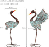 36.8" Extra-Large Blue Heron Decor, Handcrafted Metal Crane Statue with Stable U-Ground Stakes, Backyard Decoration, Metal Garden Bird Animal Yard Art, Lawn Ornament Decor