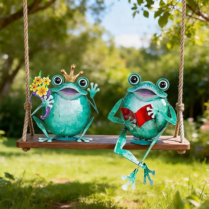 Ratuor Frog Statue Garden Outdoor Decor Metal Frog Yard Art Sculpture Lawn Ornaments for Backyard Pond Patio Porch Outside Decorations