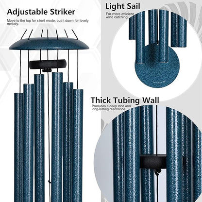 Wind Chimes for Outside Deep Tone - 38'' Wind Chimes Outdoor Clearance, Deep Tone, Windchimes Outdoors, Memorial Gift, Sympathy Gift, Garden Patio, Home Décor, Blue