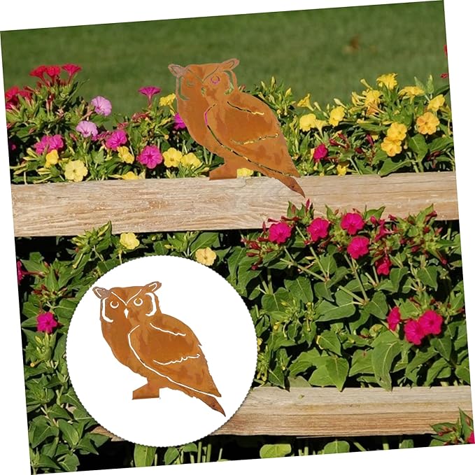 1Pc Owl Shaped Iron Garden Stake Decor Durable Outdoor Statue for Vibrant Courtyard Unique Owl Brighten Up Your Garden for Decor and Garden Art