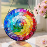 Stained Glass Window Hanging, 8 Inch Rainbow Spiral Stained Glass Suncatcher, Spiral Window Hanging Decor, Geometric Spiral Suncatcher Wall Decor, Gift for Women Men Wife Lovers and Mom