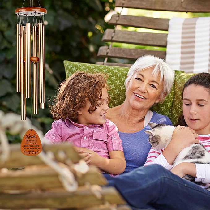 Grandma Windchime - Mothers Day Wind Chimes for Grandma, Nana - Grandma Gifts for Mothers Day, Birthday, Christmas - Best Grandmother, Mommom, Mimi Gift Ideas from Grandkids - Nana Wind Chime 28in