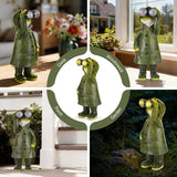 Solar Garden Statues Decor Frog with LED Lights and Telescope, Outdoor Garden Statues, Frog Statue for Patio, Balcony, Housewarming, Yard Ornaments Gifts for Women