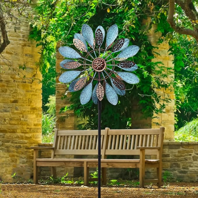 MUMTOP Decorative Metal Wind Spinner for Garden, Outdoor Patio, Lawn, Yard, Weather Resistant Kinetic Art
