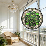 DASTOLL Stained Glass Window Hanging St. Ripak Festival Green Lucky Clover Large 11.8" - Suncatcher Door Garden Sun Catcher Ireland Decor Mother's Day for Mom Woman Her Men Sisters