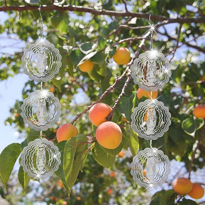 Owl Bird Deterrents for Outside,3D Stainless Steel Wind Spinners Outdoor Decor,Reflective Bird Scare Discs Set,Shiny Bird Reflectors to Keep Woodpecker Pigeon Away from House Patio Yard Porch