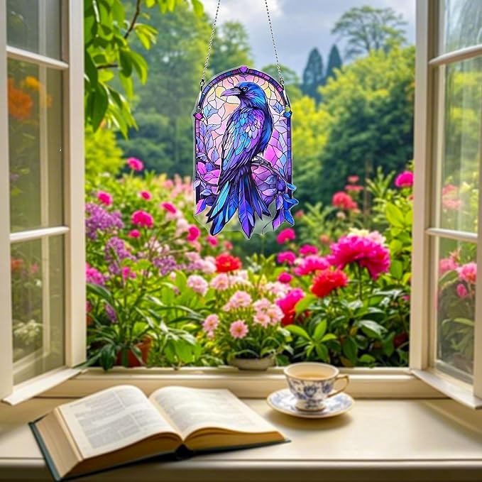 Halloween Bird Ornaments Colorful Window Hanging Decorations Home Wall Decor for Indoor Outdoor