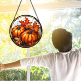 DASTOLL Stained Glass Window Hanging, Pumpkin Maple Leaf Suncatcher for Doors Home Sun Catchers Decoration and Christmas, Mother's Day Birthday Gifts for Women, Men, and Mom 9.8 in