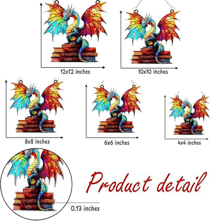 Book Dragon Acrylic Suncatcher, Book Suncatchers for Window Hangings, Bookish Gifts for Readers Book Lovers Bookworm, Gift for Mother's Day, Women, Mom, Wife, Grandma