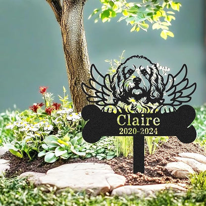 Custom Pet Grave Marker Cocker Spaniel Memorial Plaque for Loss Dogs, Personalized Wings Dog Memorial Stake Yard Garden Outdoor Decor Sign, Metal Dog Burial Marker Sympathy Remembrance Gift