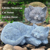 Cats Memorial Stone Garden Statue, Pet Statues Gifts for Loss of Cat Sympathy, Grave Markers for Garden Outdoor Statue Decor, 11.4” L Garden Decorative Tabby Figurine