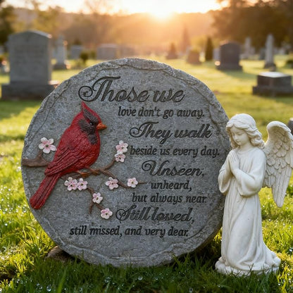 Memorial Garden Stones Red Cardinal Sympathy Gifts for Loss of Loved One - Outside Bereavement Memory Plaques Christmas Outdoors Home Decor Stepping Stone