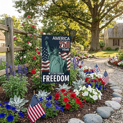 TOPFLAGS 250 Anniversary USA Flag Garden Flags 1776-2026 Double Side 12x18 Inch for Outside American Patriotic Banner with Freedom