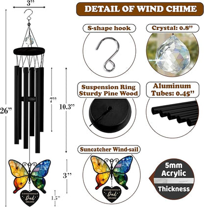 Personalized Memorial Wind Chime for Loss of Loved One Butterfly Suncatcher Crystal Rainbow Ornament Sympathy Gift in Loving Memory of Mom Dad Grandma Grandpa Nana Window Decor Bereavement Keepsake