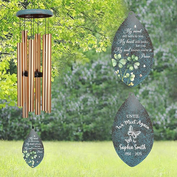 ASTARIN 35" Butterfly Personalized Wind Chimes for Loss of Loved One, Sympathy Gifts for Loss Mom Dad, Windchimes in Memory of a Loved One, Custom Name Outdoor Wind Chime(Produced in USA)