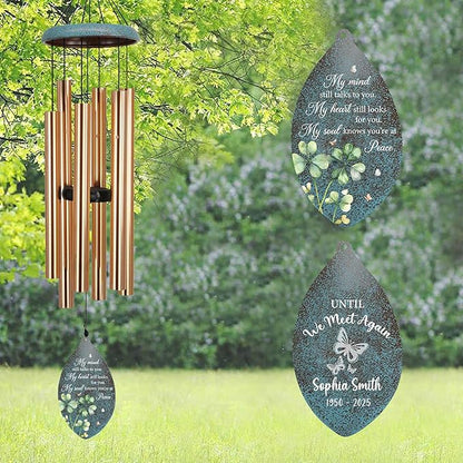 ASTARIN 35" Butterfly Personalized Wind Chimes for Loss of Loved One, Sympathy Gifts for Loss Mom Dad, Windchimes in Memory of a Loved One, Custom Name Outdoor Wind Chime(Produced in USA)
