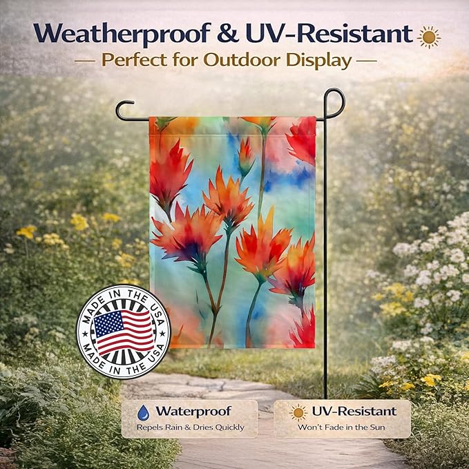 Caroline's Treasures Wyoming Indian Paintbrush in Watercolor Garden Flag Mailbox Flag Decorative Yard Flag Banner Outside Patio Artwork Yard Flower Beds, Garden Size, Multicolor