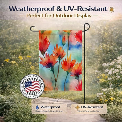 Caroline's Treasures Wyoming Indian Paintbrush in Watercolor Garden Flag Mailbox Flag Decorative Yard Flag Banner Outside Patio Artwork Yard Flower Beds, Garden Size, Multicolor