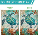 Sea Turtle Summer House Flag 28 x 40 Inch Double Sided, Summer Welcome Tropical Ocean Burlap Yard Flag Holiday Outside Decorations
