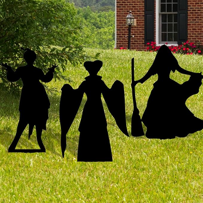 Witch Halloween Decorations Outdoor Hocus Pocus Garden Metal Stakes Decor, Halloween Silhouette Party Yard Signs with Stakes,Trick or Treat Party Supplies for Kids Home Party
