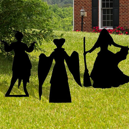 Witch Halloween Decorations Outdoor Hocus Pocus Garden Metal Stakes Decor, Halloween Silhouette Party Yard Signs with Stakes,Trick or Treat Party Supplies for Kids Home Party