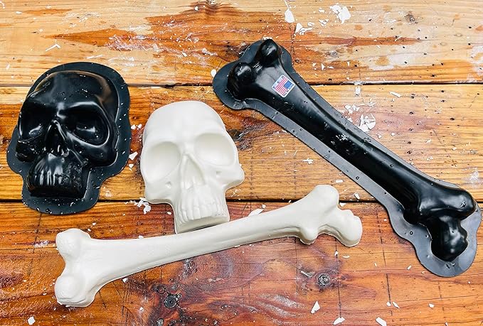 AUTUMN Skull and Bone Halloween Garden Decor Mold, Concrete Cement Mold, Skull and Bone for Garden Figure, DIY Outdoor Decor, Skull and Bone Statue for Garden