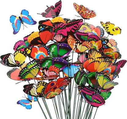 40 Pcs Decorative Butterfly Garden Stakes, 11.4 inch Waterproof Butterfly Picks for Flower Bouquet Arrangements, Colorful Plant Stick Kit Decorations for Patio Yard Pot (Multicolor)