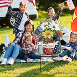 Amyhill 1 Pcs 4th of July Outdoor Decorations Patriotic Memorial Day Garden Stakes Mason Jars Welcome Yard Signs Decor Red White Blue Garden Stakes for Independence Patio Lawn Walkway Outside
