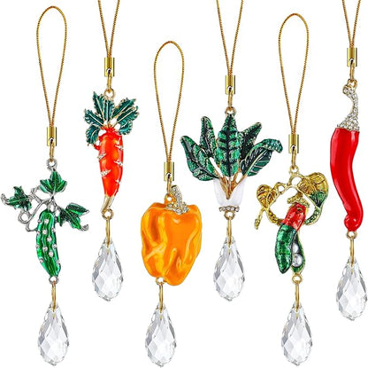 H&D HYALINE & DORA 6Pcs Xmas Suncatcher Personalized Vegetable Crystal Sun Catcher Cute Vegetable Christmas Decor Custom Hanging Ornaments for Family Best Friend