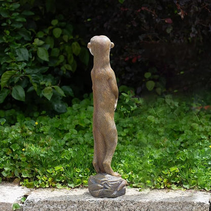 19.2 Inch Height,Outdoor Meerkat Sculpture Garden Decoration Standing Outdoor Sculpture, Weather-Resistant Resin, Brown