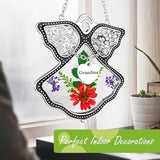 KY&BOSAM Grandma Angel Suncatcher Stained Glass Suncatchers for Windows Hanging Wind Chime with Pressed Dried Flower and Metal Trim Charm Birthdays Gifts for Grandma Mothers Day Valentines Christmas