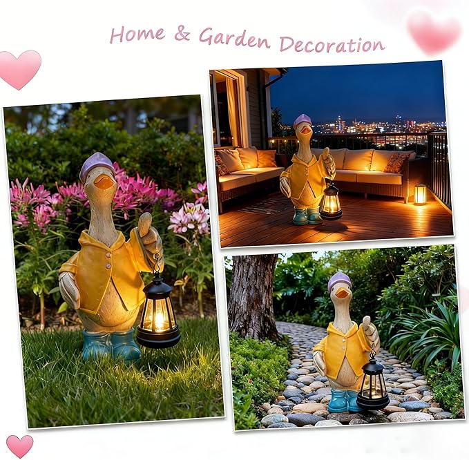 IVCOOLE Solar-Powered Goose Statue – Outdoor & Garden Resin Goose Decor for Porch, Patio, Lawn, Yard with Solar Lantern – Ideal Gift for Moms, Grandmas, Gardening Lovers & Housewarming Celebrations