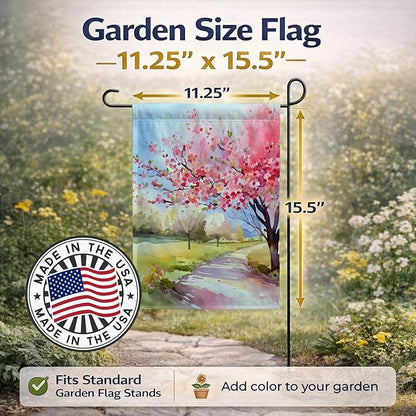 Caroline's Treasures Michigan Apple Blossoms in Watercolor Garden Flag Mailbox Flag Decorative Yard Flag Banner Outside Patio Artwork Yard Flower Beds, Garden Size, Multicolor