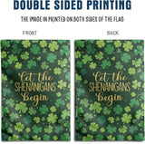 St Patricks Day House Flags 28 x 40 Double Sided for Outside Shamrock Clover Let the Shenanigans Begin Garden Decor Saint Patrick Spring Yard Signs
